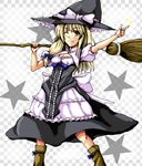  alternate_costume bad_id bad_pixiv_id blonde_hair broom hat kirisame_marisa mugenshiki oekaki one_eye_closed solo star touhou witch_hat 