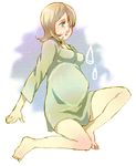  1girl aqua_eyes bad_end barefoot blonde_hair capcom demento dress fiona_belli haunting_ground lowres pregnant short_hair tears 