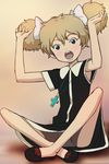  armpit_peek arms_up child cross dress flats haruyama_kazunori hatchin_morenos indian_style michiko_to_hacchin panties pantyshot pantyshot_(sitting) short_hair sitting solo underwear upskirt white_panties 