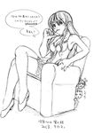  asahina_mikuru greyscale lingerie masakichi_(heppouku) monochrome older solo suzumiya_haruhi_no_yuuutsu thighhighs translation_request underwear 