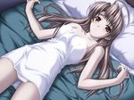  bed brown_hair game_cg hashimoto_takashi lying naked_towel pia_carrot_(series) pia_carrot_e_youkoso!!_3 solo takai_sayaka towel 