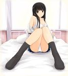  bed black_legwear bra futami_eriko kibina_high_school_uniform kimi_kiss lingerie open_clothes open_shirt panties pantyshot pantyshot_(sitting) ryp school_uniform serafuku shirt shirt_slip sitting skirt socks solo underwear undressing white_bra white_panties 