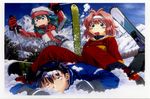  2girls artist_request highres kamishiro_maiku miyafuji_miina multiple_girls onegai_twins onodera_karen skiing skis snow 