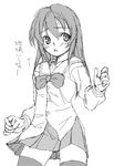  greyscale long_sleeves lowres momose_kurumi monochrome pani_poni_dash! satou_atsuki school_uniform solo thighhighs zettai_ryouiki 