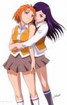  hisayuki_hirokazu hug hug_from_behind kuga_natsuki long_sleeves multiple_girls my-hime orange_shirt school_uniform shirt tokiha_mai 