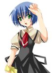  air artist_request blue_hair green_eyes kirishima_kano school_uniform solo 