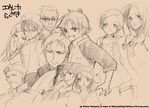  6+boys anemone_(eureka_seven) axel_thurston brown dominic_sorel eureka eureka_seven eureka_seven_(series) gidget holland_novak jurgens kirino_kasumu long_sleeves monochrome moondoggie multiple_boys multiple_girls raglan_sleeves renton_thurston talho_yuuki 