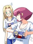  artist_request breast_envy breast_squeeze breasts crossover gundam haman_karn hellsing integra_hellsing large_breasts lowres multiple_girls oekaki parody pink_hair sakakibara_yoshiko seiyuu_connection small_breasts zeta_gundam 