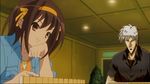  1girl akagi akagi_shigeru board_game brown_hair crossover mahjong parody playing_games screencap short_hair suzumiya_haruhi suzumiya_haruhi_no_yuuutsu third-party_edit 