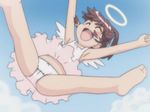  bow bow_panties child dress dress_lift halo jumping outstretched_arms panties pantyshot pink_skirt renkin_san-kyuu_magical_pokaan screencap skirt solo spread_arms spread_legs underwear upskirt white_panties yuuma_(renkin_san-kyuu_magical_pokaan) 