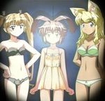  animal_ears bare_shoulders blonde_hair bra breasts child cleavage dark_skin extra_ears flat_chest lingerie liru medium_breasts multiple_girls navel pachira panties pointy_ears red_hair renkin_san-kyuu_magical_pokaan screencap small_breasts twintails underwear underwear_only wolf_ears wolf_girl yuuma_(renkin_san-kyuu_magical_pokaan) 