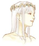  albino bare_shoulders crown elysion face flower hat head_wreath hidari_(left_side) lafrenze lips long_hair simple_background smile solo sound_horizon teeth 