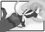  animal_ears ass black_legwear cat_ears glasses greyscale maid monochrome original panties panties_under_pantyhose pantyhose shiratama_yomogi solo tail thighband_pantyhose underwear 