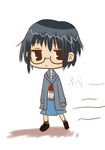  bangs cardigan eryu glasses kita_high_school_uniform long_sleeves nagato_yuki school_uniform serafuku short_hair solo suzumiya_haruhi_no_yuuutsu 
