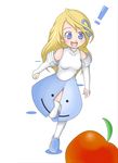  apple artist_request blonde_hair food fruit os-tan os9 solo 