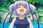  animated animated_gif bokusatsu_tenshi_dokuro-chan laughing mitsukai_dokuro one-piece_swimsuit school_swimsuit screencap solo swimsuit 