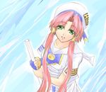  aria artist_request fingerless_gloves from_above gloves green_eyes hair_tubes hat looking_up mizunashi_akari pink_hair pole sidelocks solo twintails uniform water 