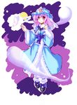  bug butterfly full_body hat hitodama insect long_sleeves moon moru_pomu_po saigyouji_yuyuko solo touhou triangular_headpiece 