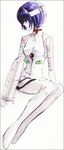  arm_support artist_request ayanami_rei bandaged_arm bandaged_head bandages bangs bare_shoulders black_eyes blue_hair bodysuit breasts cast frame halterneck legs_together looking_to_the_side lowres neon_genesis_evangelion number pale_skin parted_lips pilot_suit plugsuit profile short_hair simple_background sitting skinny sleeveless small_breasts solo turtleneck white_bodysuit yokozuwari 