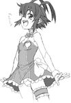  bow bowtie dress garters greyscale monochrome panties pantyshot pantyshot_(standing) renkin_san-kyuu_magical_pokaan satou_atsuki short_dress solo standing underwear yuuma_(renkin_san-kyuu_magical_pokaan) 