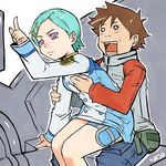  1girl eureka eureka_seven eureka_seven_(series) long_sleeves lowres raglan_sleeves renton_thurston sitting thigh_strap yokoyama_yasushi 