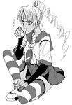  artist_request greyscale monochrome os-tan solo striped striped_legwear thighhighs vista-tan vistake 