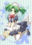  c-mond green_eyes green_hair hinata_momo maid mary_janes puchi_carat shoes thighhighs twintails 