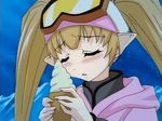  animated animated_gif blonde_hair food goggles ice_cream long_sleeves pachira pointy_ears renkin_san-kyuu_magical_pokaan sexually_suggestive solo twintails 