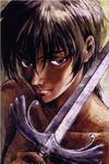  artist_request berserk casca close-up closed_mouth dark_skin face solo sword weapon 