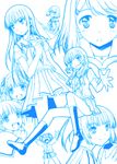  aihara_nana ass blue futami_eriko highres hoshino_yuumi kibina_high_school_uniform kimi_kiss kurosu_tsugutoshi kuryuu_megumi mizusawa_mao monochrome multiple_girls paper_airplane sakino_asuka satonaka_narumi school_uniform shijou_mitsuki thighhighs 