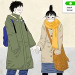  1girl blush couple genshiken hetero holding_hands ogiue_chika pantyhose sasahara_kanji 