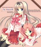  blonde_hair kusugawa_sasara long_sleeves maaryan multiple_girls school_uniform serafuku thighhighs to_heart_2 wnb_mark 