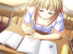  classroom desk downblouse eraser flat_chest game_cg henshin_a_la_maid igul indoors nipple_slip nipples notebook school_desk sleepy solo yuuki_momiji 