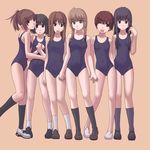  artist_request futami_eriko hoshino_yuumi kimi_kiss mizusawa_mao multiple_girls one-piece_swimsuit sakino_asuka satonaka_narumi school_swimsuit shijou_mitsuki socks swimsuit 