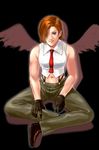  artist_request blue_eyes gloves hair_over_one_eye necktie red_hair short_hair snk solo suspenders the_king_of_fighters toned vanessa_(king_of_fighters) 