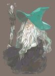  artist_request beard facial_hair fantasy gandalf hat long_sleeves lord_of_the_rings male_focus medieval old_man robe solo staff wizard wizard_hat 