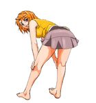  artist_request barefoot bent_over my-hime oekaki orange_hair purple_eyes school_uniform short_hair skirt solo tokiha_mai 