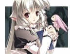  :d artist_request book chii chobits hair_tubes holding juliet_sleeves lolita_fashion long_hair long_sleeves looking_at_viewer open_mouth puffy_sleeves red_eyes robot_ears silver_hair sleeves_past_wrists smile solo source_request stuffed_toy upper_body wallpaper white_hair 
