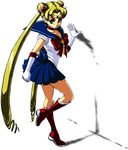  artist_request back_bow bishoujo_senshi_sailor_moon blonde_hair blue_eyes blue_sailor_collar blue_skirt boots bow choker double_bun earrings elbow_gloves full_body gloves jewelry knee_boots long_hair magical_girl red_bow red_choker sailor_collar sailor_moon sailor_senshi_uniform skirt solo tiara tsukino_usagi twintails very_long_hair white_background white_gloves 