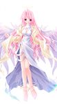  angel anklet bad_anatomy barefoot feet full_body halo highres jewelry oono_tetsuya pink_hair please_teach_my_angel solo standing transparent_background wings 
