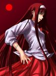  artist_request black_hair blood blue_eyes bow hairband long_hair long_skirt long_sleeves red_skirt skirt solo toono_akiha tsukihime white_hairband 