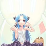  artist_request blue_hair len lingerie lowres melty_blood negligee panties pointy_ears red_eyes solo tsukihime underwear 