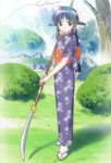  andou_mahoro japanese_clothes mahoromatic naginata polearm screencap solo weapon 