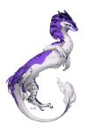  2019 claws digital_media_(artwork) dragon feral fur furred_dragon horn kur0i purple_fur simple_background solo white_background white_fur 