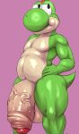  2019 anthro balls digital_media_(artwork) humanoid_penis hyper hyper_penis male mario_bros mocri nintendo nude penis simple_background smile smug solo thick_thighs vein video_games yoshi 