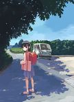  backpack bag car ground_vehicle looking_back motor_vehicle natori_(natorism) original randoseru road solo tree_shade 