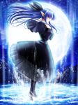  blue_hair dress half_updo len long_hair long_sleeves melty_blood pointy_ears red_eyes signature skirt solo tsukihime yukirin 