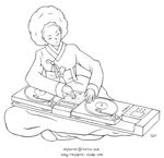  artist_name artist_request copyright_request greyscale hanbok korean_clothes long_sleeves mixing_console monochrome phonograph signature solo traditional_clothes turntable watermark web_address 