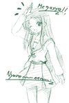  araissu fang green kita_high_school_uniform long_hair long_sleeves monochrome nyoro~n school_uniform serafuku sketch solo suzumiya_haruhi_no_yuuutsu tsuruya very_long_hair 