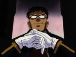  artist_request beard facial_hair gendou_pose glasses hands_clasped ikari_gendou long_sleeves lowres male_focus neon_genesis_evangelion opaque_glasses own_hands_together solo 